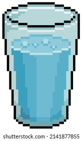 Pixel glass of water vector icon for 8bit game on white background
