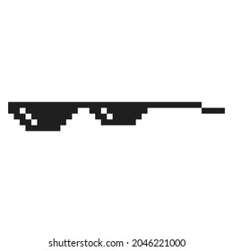 Pixel glasses in art style 8-bit. Internet meme. Thug life. Template design for photos, pictures, caricature. Vector illustration