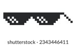 Pixel glasses in black and white isolated on white background.
