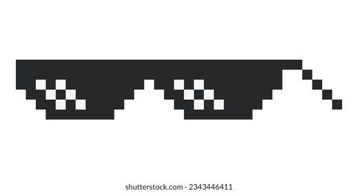Pixel glasses in black and white isolated on white background.