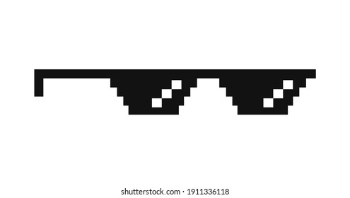 Pixel glasses in black and white. Vector illustration