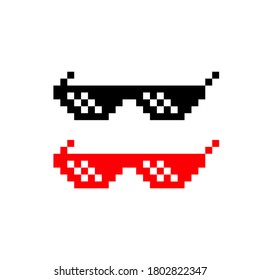Pixel glasses icon. Lightning goggles. Vector on isolated white background. EPS 10
