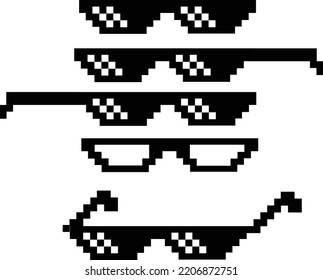 pixel glasses icon on white background. thug life sign. thug life meme pixel glasses symbol. flat style.