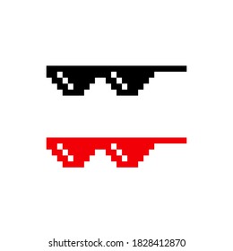 Juego de iconos de gafas de píxeles. EPS vectorial 10. Aislado sobre fondo blanco