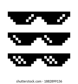 Pixel glasses illustration set isolated on white background