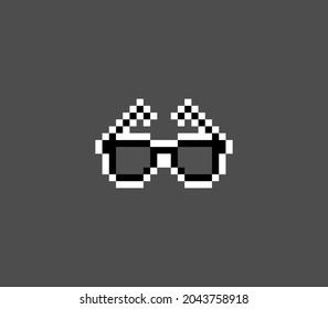 Pixel glasses image. 8 bit game asset icon vector illustration