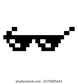 Pixel glasses isolated on white background. life style meme sunglasses thug, vector illustration .