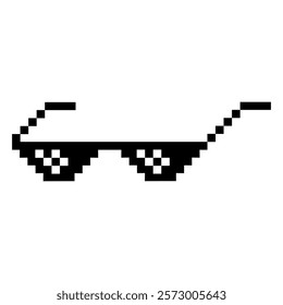 Pixel glasses isolated on white background. life style meme sunglasses thug, vector illustration .