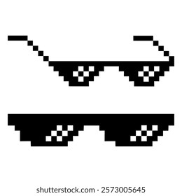 Pixel glasses isolated on white background. life style meme sunglasses thug, vector illustration .