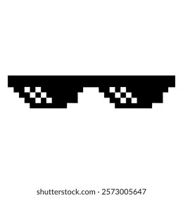 Pixel glasses isolated on white background. life style meme sunglasses thug, vector illustration .