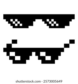 Pixel glasses isolated on white background. life style meme sunglasses thug, vector illustration .