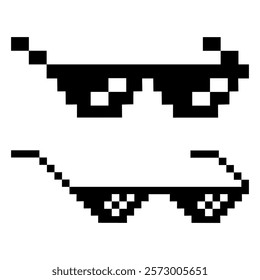 Pixel glasses isolated on white background. life style meme sunglasses thug, vector illustration .