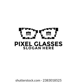 Pixel Glasses logo design, Eye Optic Glasses Logo Icon Vector Template