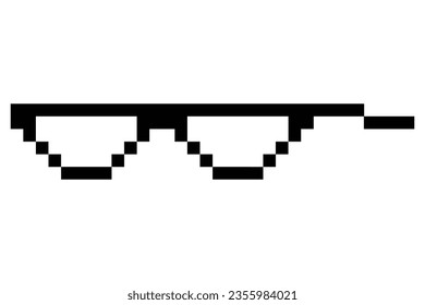 Meme de gafas de píxeles. Como un meme de jefe. Pixelación, moda óptica accesoria. Icono de logotipo funky de 8 bits. Marco para anteojos de dibujos animados para gafas de sol