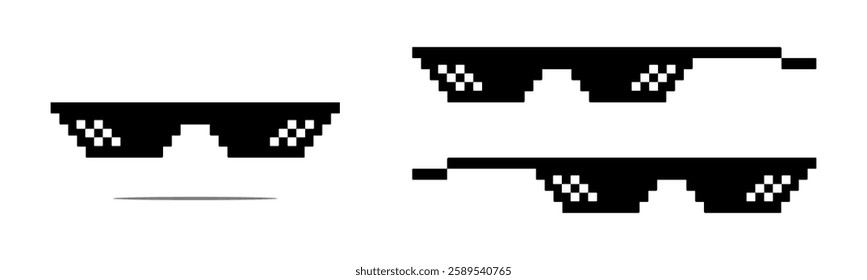 Pixel glasses. meme glasses pixel style. boss glasses.flat vector illustration design.