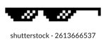 Pixel glasses side view, simple flat pixel art shades cool thug life meme glasses vector icon, pixelated 8-bit gangster meme element, 3d retro sunglasses, Transparent PNG, vector illustration.