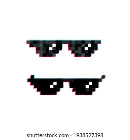  Pixel  Glasses Stock Vector Icon Set
