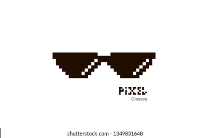 Pixel glasses. Sunglasses pixel. Glasses icon. Illustration in pixel style. Vector illustration