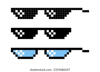 Pixel glasses. Vector pixel glasses. Glasses. Pixel. Vector illustration