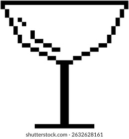 Pixel glasswine icon vector for retro party, nightlife symbol, drink toast, or vintage gaming UI. Ideal for entertainment theme, pixel bar menu, or social drink scene.