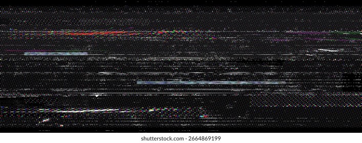 Fondo de arte de falla de píxeles con efectos de distorsión digital y corrupción de datos coloridos para la estética ciberpunk. Textura de error de pantalla Abstractas con patrón de ruido. Pantalla de mal funcionamiento de tecnología retro