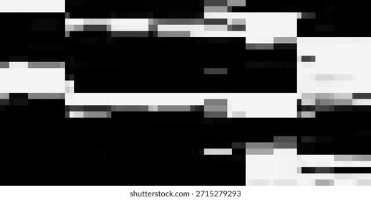 Fondo de falla de píxeles, textura de ruido digital monocromo. Partículas cuadradas blancas y negras aleatorias de patrón pixelado abstracto. Video Datos distorsionados y corruptos en el juego retro. Mosaico geométrico granulado
