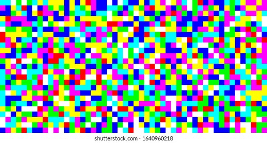Pixel glitch pattern. Vector seamless background. Abstrac glitch texture design. Retro geometric illustration. Game wallpaper. Simple repeat square textile