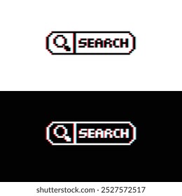 pixel glitch Search Icon magnifier glasses sign company logo template