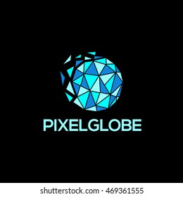 Pixel Globe Logo available in vector/illustration