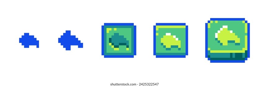 Pixel Go Back Icon Set for Retro Game UI. Retro 8-Bit Style Return and Previous Page Buttons