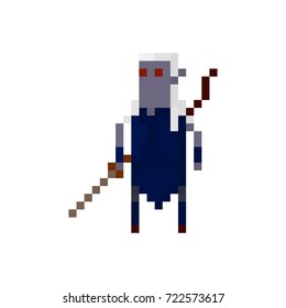 Pixel goblin with a sword. Character for games and applications