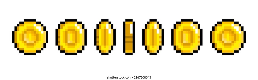 pixel gold coin animation pattern for game (token)