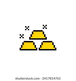 pixel  golden bar icon.  Vector pixel art Gold icon 8 bit for game company logo template 