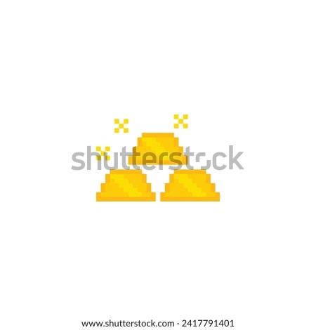 pixel  golden bar icon.  Vector pixel art Gold icon 8 bit for game company logo template 