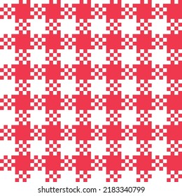 Pixel goose foot, seamless pattern in red and white
