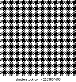 Pixel-Gänsefuß, nahtloses Muster in Schwarz-Weiß	
