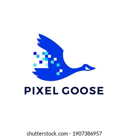 pixel goose technology digital logo vector icon illustration