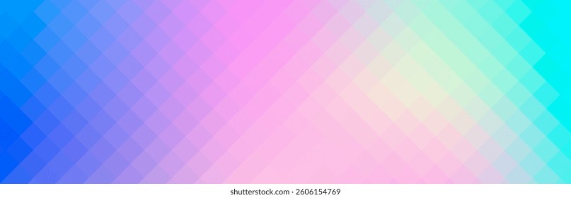 Pixel gradient background. Abstract geometric pattern. Square mosaic bg. Retro gradation banner grid effect. poster with pixel texture. Vector geometric illustration