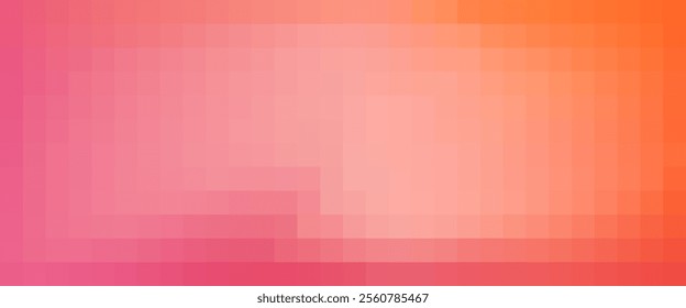 Pixel gradient background. Abstract vector art with red, pink and orange mosaic squares