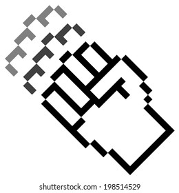 Pixel graphic hand - fist in motion
