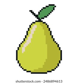 Pixel Graphic Pear . Vector illustration isolated on white background. Fruit pixelated for the pixel art game and icon for website and video game.