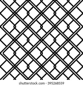 Pixel graphics. Black and white image. Intersecting geometric patterns. Vector. For web design, design presentations, textile and light industry