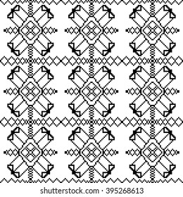 Pixel graphics. Black and white image. Intersecting geometric patterns. Vector. For web design, design presentations, textile and light industry