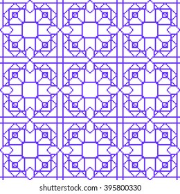 Pixel graphics.  blue color image. Intersecting geometric patterns. Vector. For web design, design presentations, textile and light industry