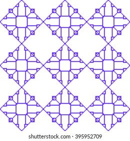 Pixel graphics.  blue color image. Intersecting geometric patterns. Vector. For web design, design presentations, textile and light industry