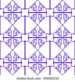 Pixel graphics.  blue color image. Intersecting geometric patterns. Vector. For web design, design presentations, textile and light industry