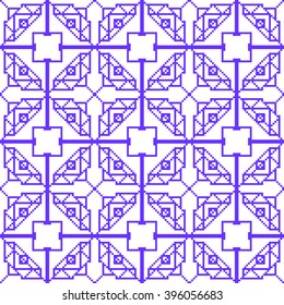 Pixel graphics.  blue color image. Intersecting geometric patterns. Vector. For web design, design presentations, textile and light industry