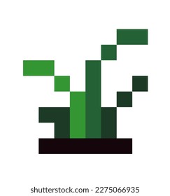 Pixel grass or plant, weed for nature or wildlife playing scene. Forest or woods, garden or yard decoration. Pixelated isolated icon for 8 bit video game, retro design. Vector in flat styles