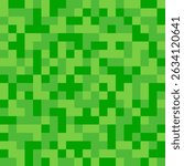 Pixel grass seamless pattern. Pixelart computer block texture. Digital green grass pattern. Game style squared background. Vector illustration isolated on white background.