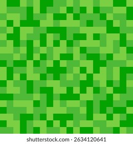 Motif harmonieux d'herbe de pixel. Texture de bloc informatique Pixelart. Motif numérique d'herbe verte. Style de jeu, arrière-plan carré. Illustration vectorielle isolée sur fond blanc.